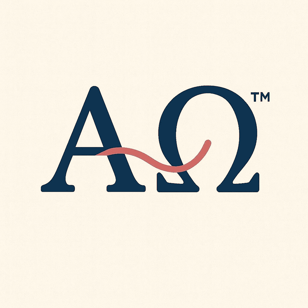 Symbol of Christ as Alpha and Omega with thread – site icon for Bible Threads blog
